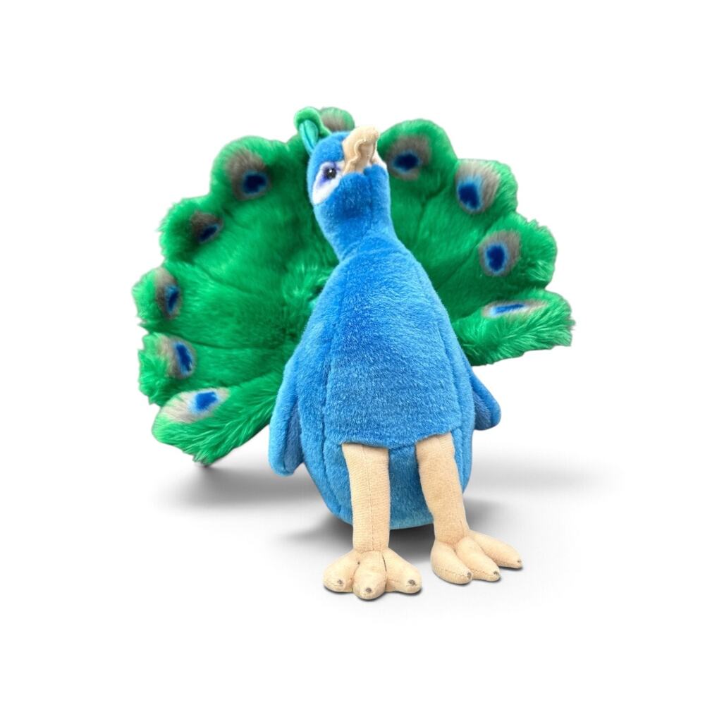 FAO Schwarz Peacock Plush 14” Blue Green Stuffed Animal Bird Toy